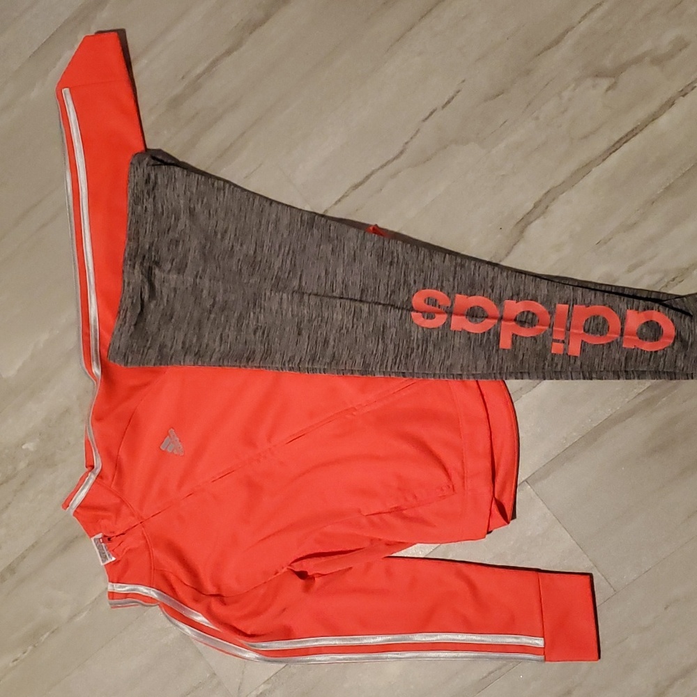 Adidas girls Zippered track jacket & leggings size 6X